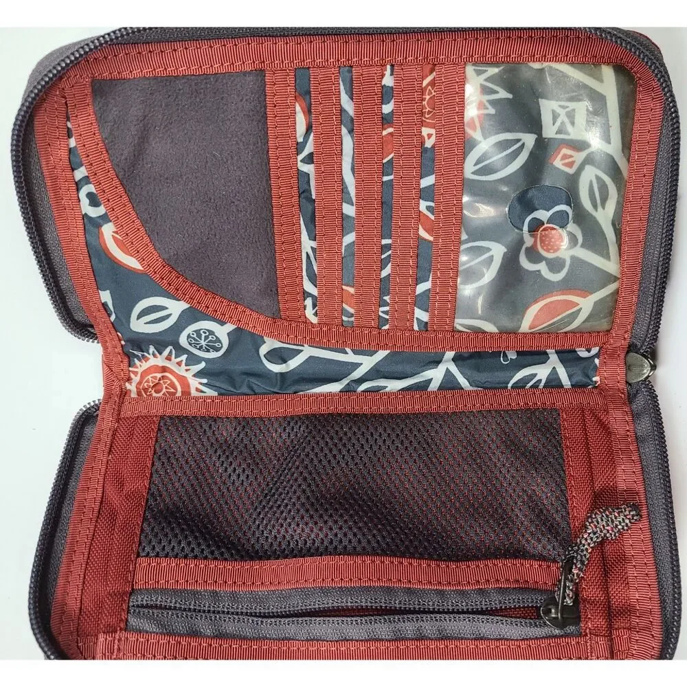 Overland Equipment Zip Around Wallet Wristlet Red Teal Travel Organizer